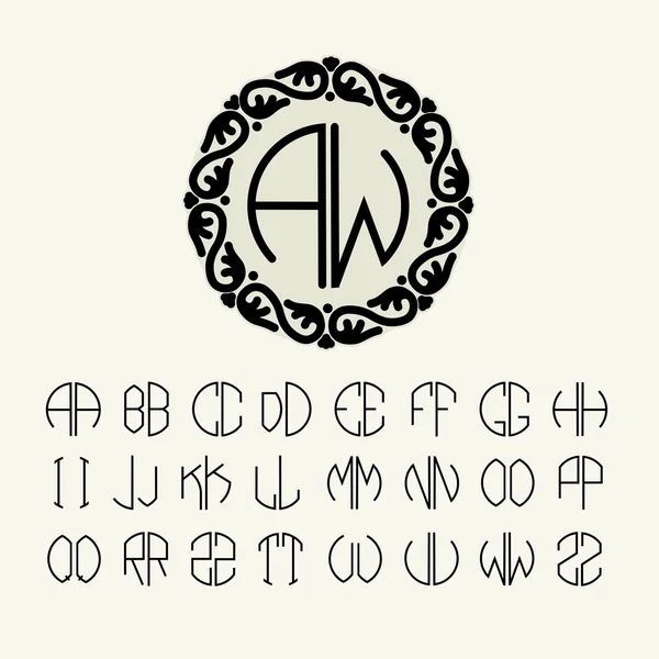 Conjunto de letras de plantilla para crear monogramas — Vector de stock