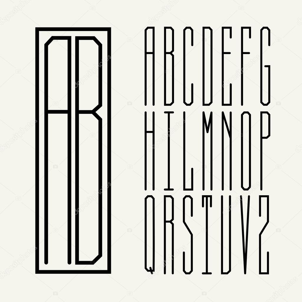 Rectangular Monogram Art Nouveau and a set of templates of letters, nice stylish font