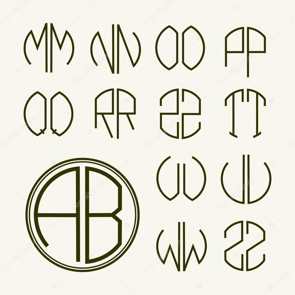 Set of template letters to create monograms