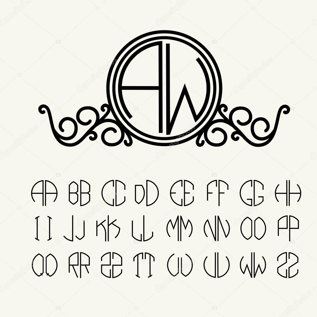Set of template letters to create monograms