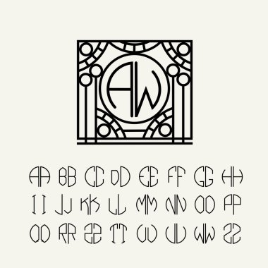 Set of template letters for monograms clipart