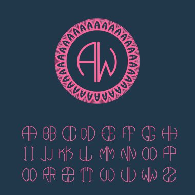 Monogram için şablon harfler kümesi