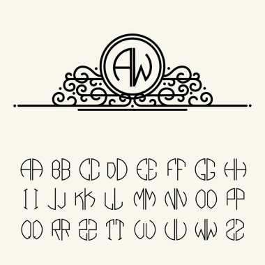 Set of template letters for monograms clipart