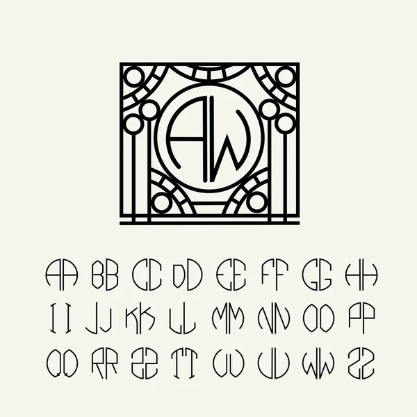 Conjunto de letras de plantilla para monogramas — Vector de stock