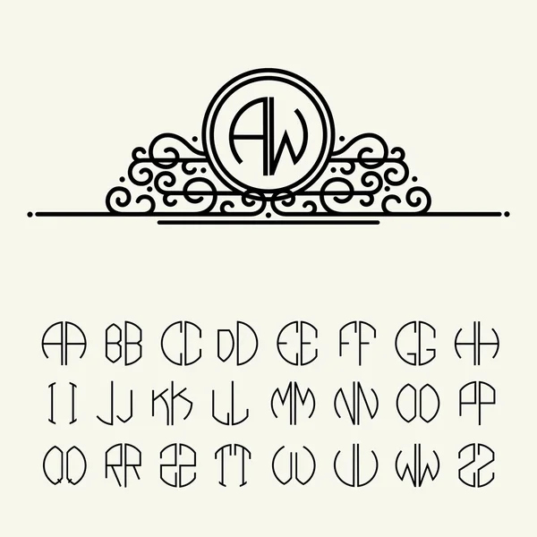 Monogram için şablon harfler kümesi