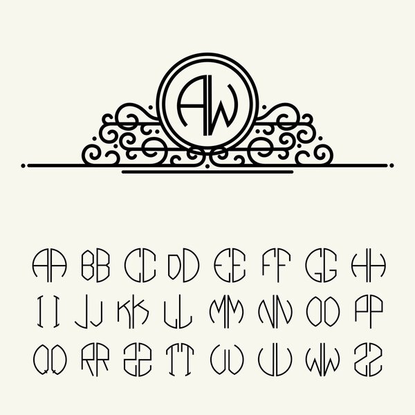 Set of template letters for monograms