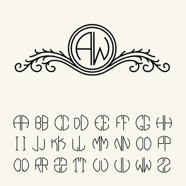 Set of template letters for monograms — Stock Vector