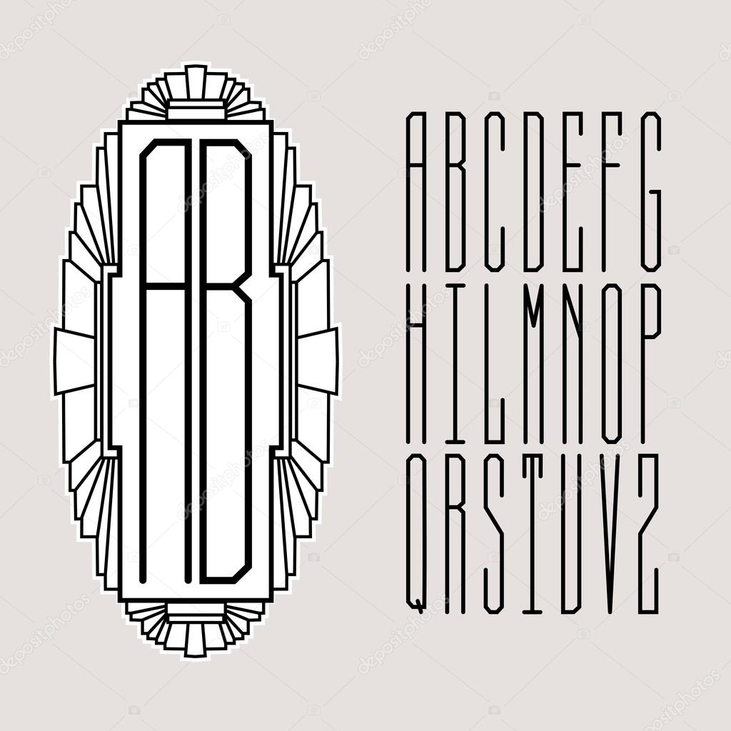 Stylish  graceful monogram, Elegant line art logo design in Art Nouveau style and a set of  letters