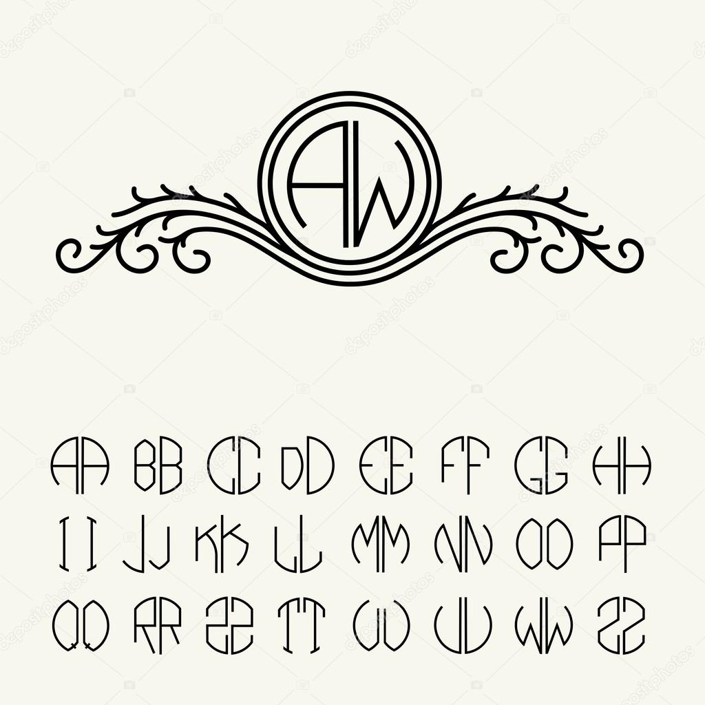 Set of template letters for monograms