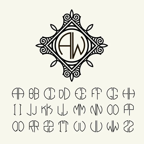 Jeu de lettres types pour monogrammes — Image vectorielle