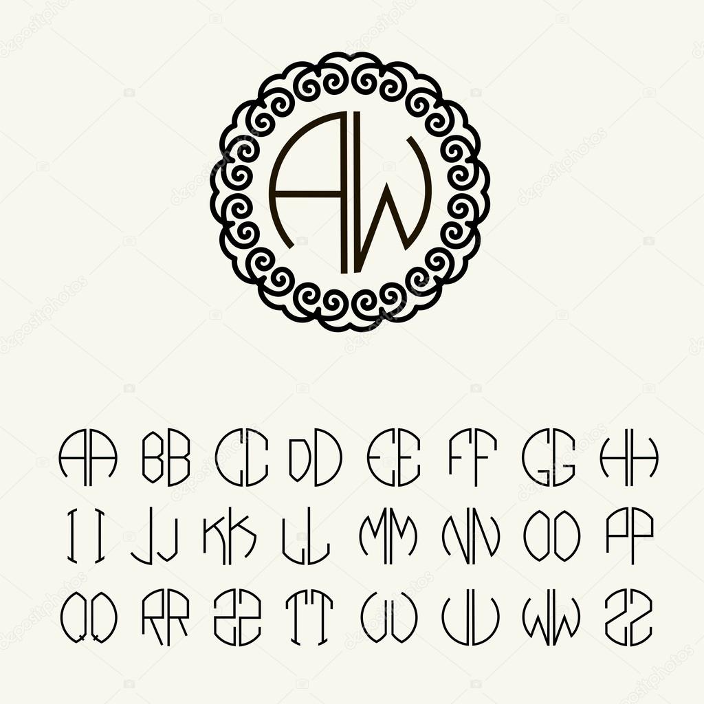 Set of template letters for monograms