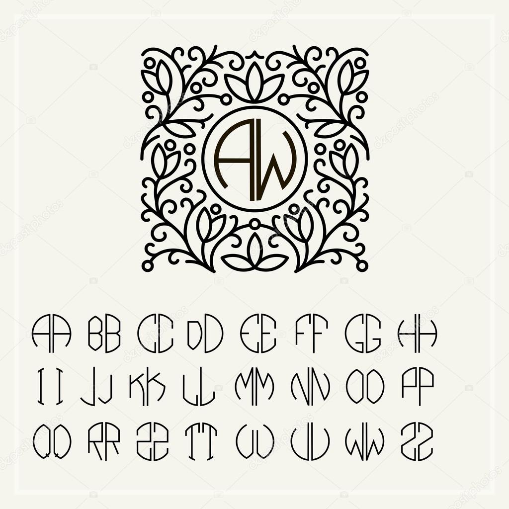 Set of monograms letters