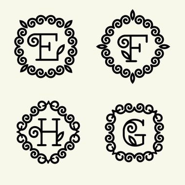 Mektupları e, f, h, g monogram tasarımı için