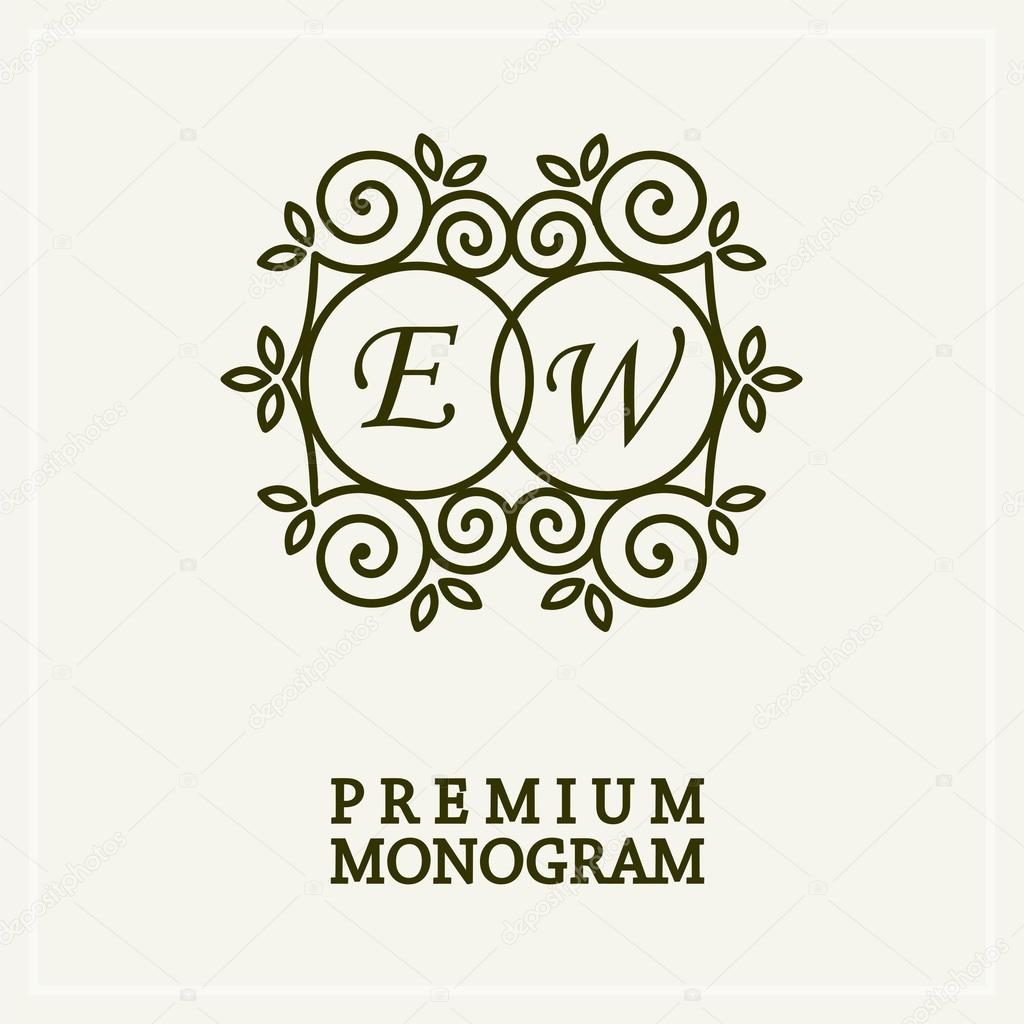 Stylish graceful monogram design template for two letters, Elegant line art logo design in Art Nouveau style