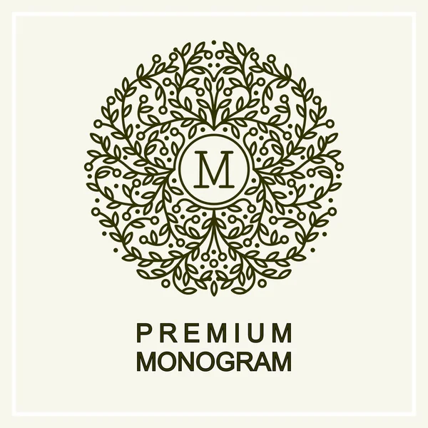 Monograma floral elegante y elegante — Vector de stock