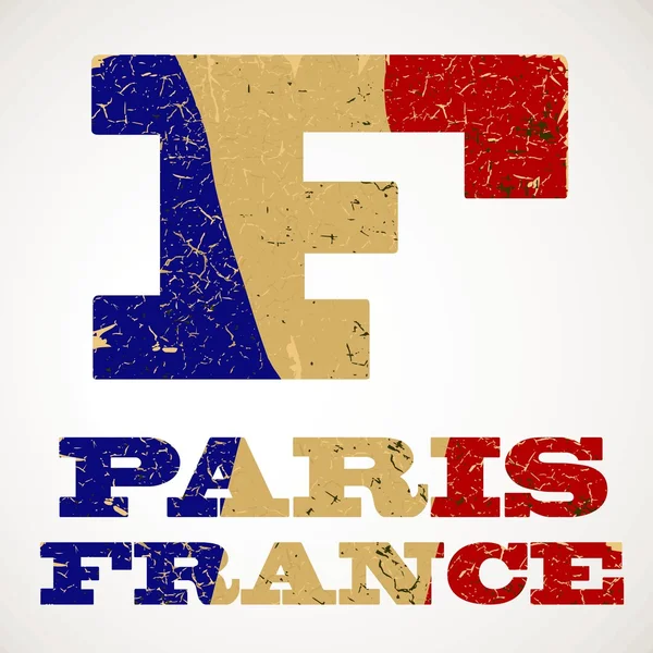 Letras Vintage F y bandera de Francia — Vector de stock