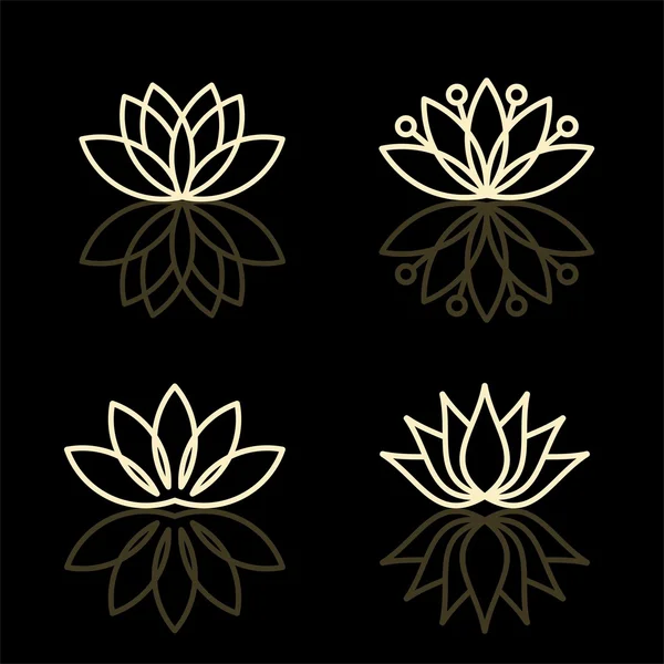 Floral icons in outline style Stock Illustration