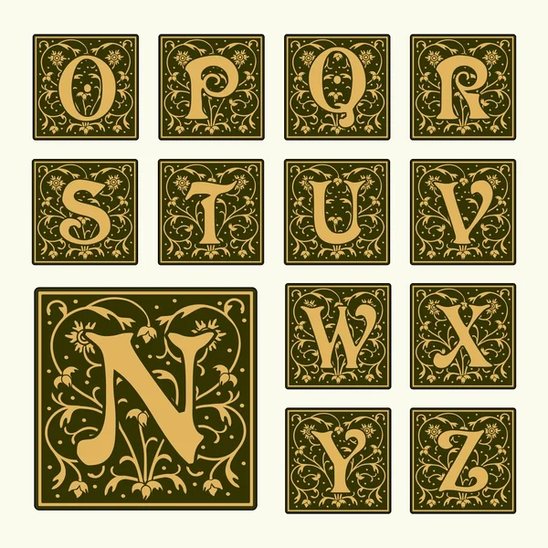 Vintage instellen hoofdletters — Stockvector