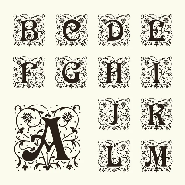 Vintage lettres majuscules — Image vectorielle