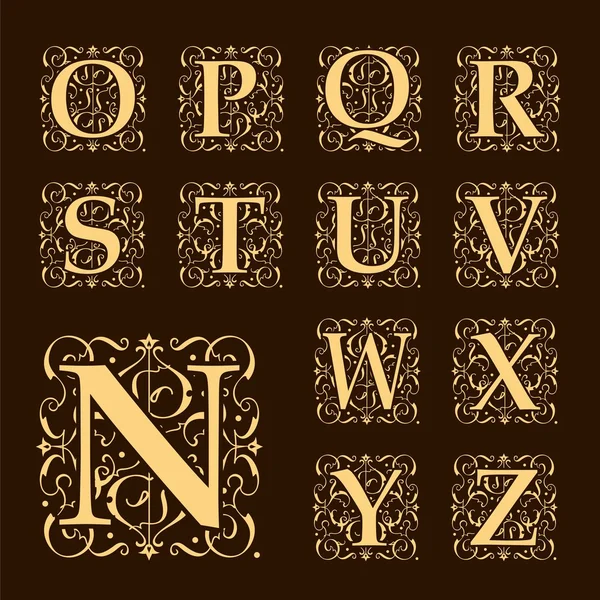 Vintage set capital letters — Stock Vector