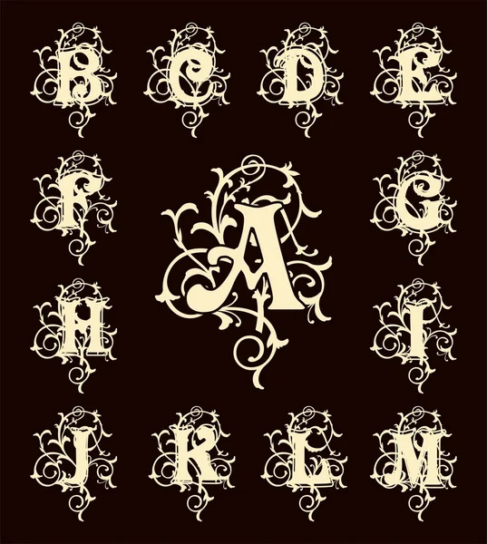 Vintage lettres majuscules — Image vectorielle