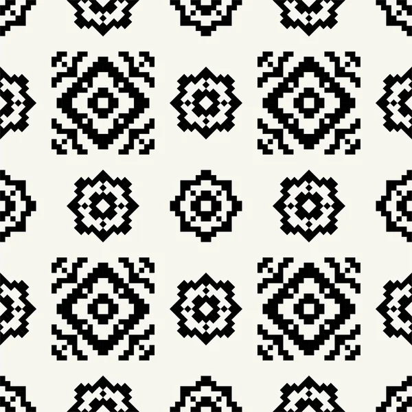 Zwart-wit pixel naadloos patroon — Stockvector