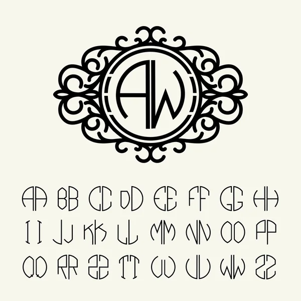 Set  template letters to create monograms — Stock Vector