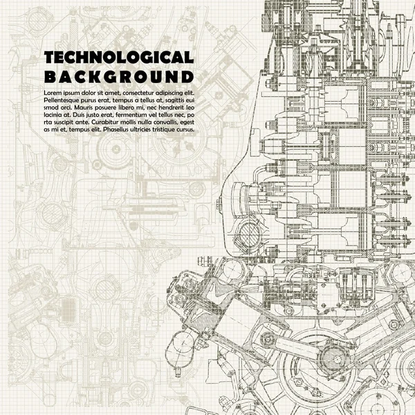 Retro monochrome  technical background — Wektor stockowy