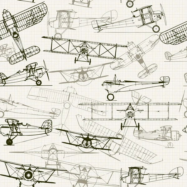 Vintage seamless background with airplanes — Stok Vektör