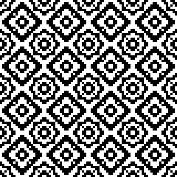 Pixel blanco y negro patrón sin costura — Archivo Imágenes Vectoriales