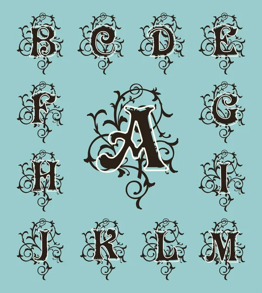 Vintage lettres majuscules — Image vectorielle