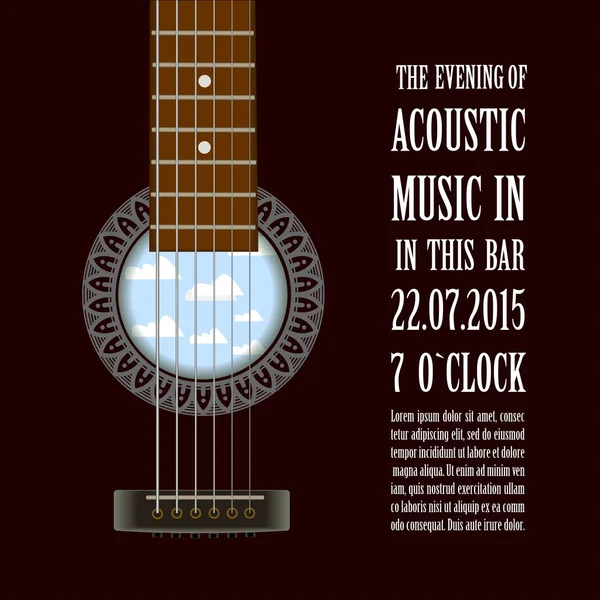 Creative poster with acoustic guitar — Stockvector