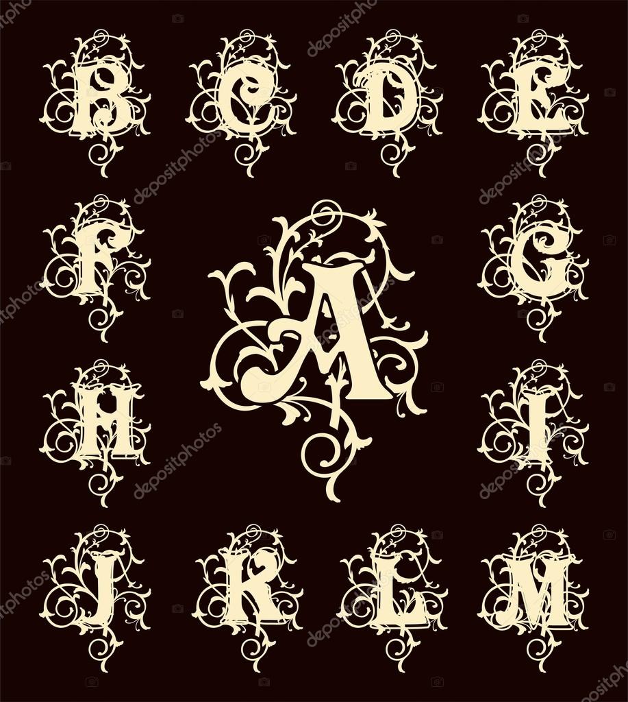 Vintage Set Capital Letters Stock Vector Image By ©pgmart 79170652