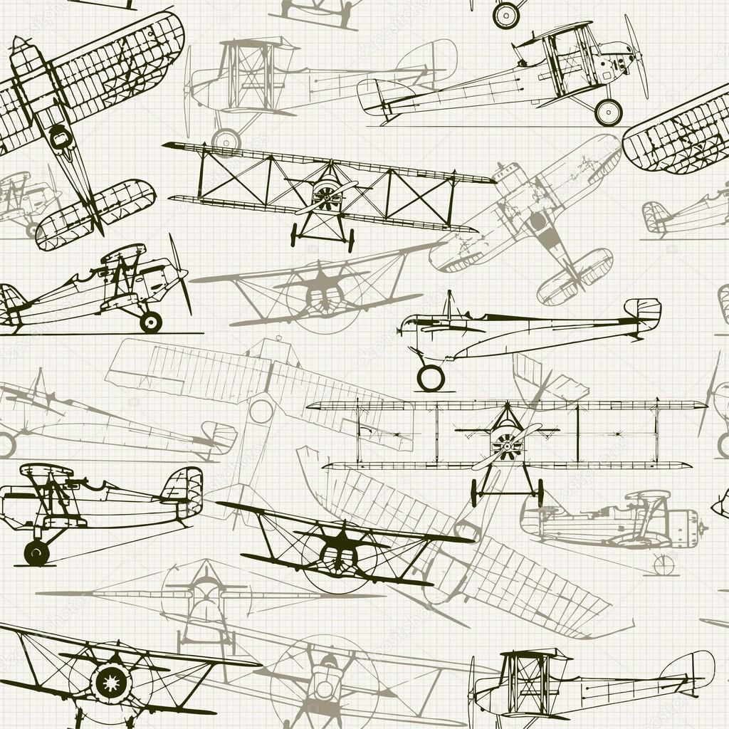 depositphotos_79170964 stock illustration vintage seamless background with airplanes