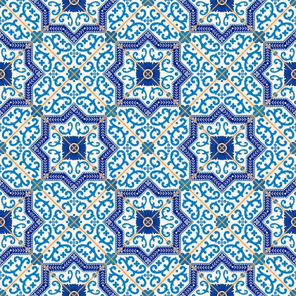 Gorgeous seamless pattern from Moroccan tiles — Stock Vector