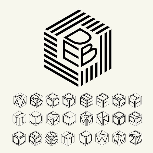 Современный куб монограммы с буквами
