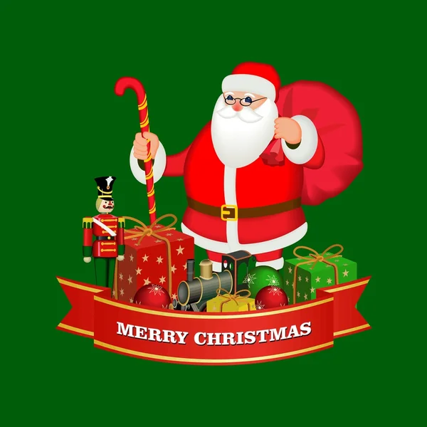 Merry Christmas banner with Santa Claus — Stock Vector