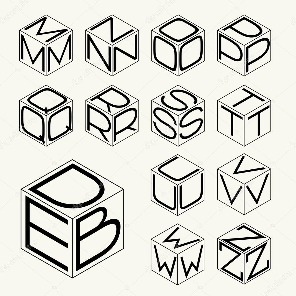 letters inscribed in sides of cube
