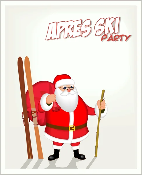 Banner με Santa και σκι. — Διανυσματικό Αρχείο