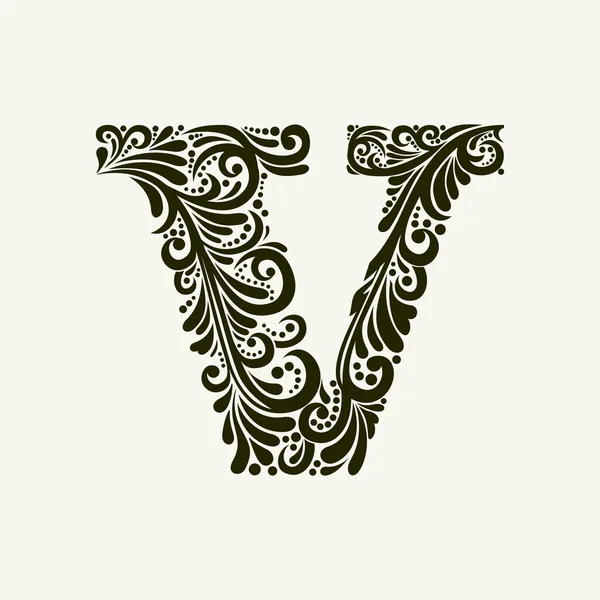 Elegante letra mayúscula V — Vector de stock