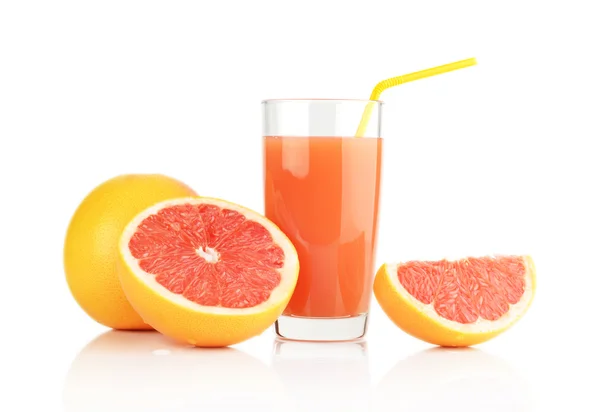 Studio shot rebanó tres pomelos con jugo blanco aislado — Foto de Stock