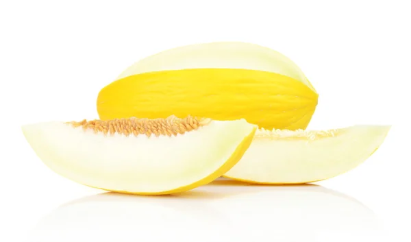 Studio shot of sliced Canary melon isolated white — Stock Photo, Image