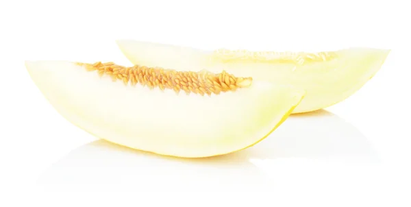 Studio Shot Scheibe Kanarienvogel Melone isoliert weiß — Stockfoto