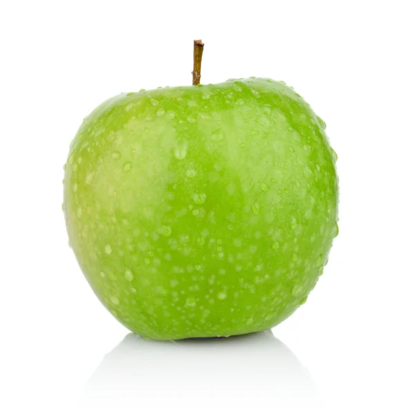 Captura de estudio de manzana verde fresca entera aislada sobre un fondo blanco — Foto de Stock