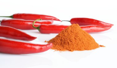 Studio shot chilli pepper, cayenne pepper isolated on white clipart