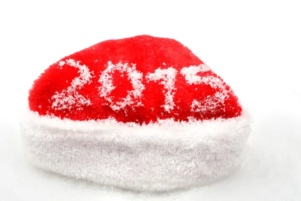 Santa claus Boże Narodzenie czerwony cap 2015 r. nowy rok na śniegu — Zdjęcie stockowe