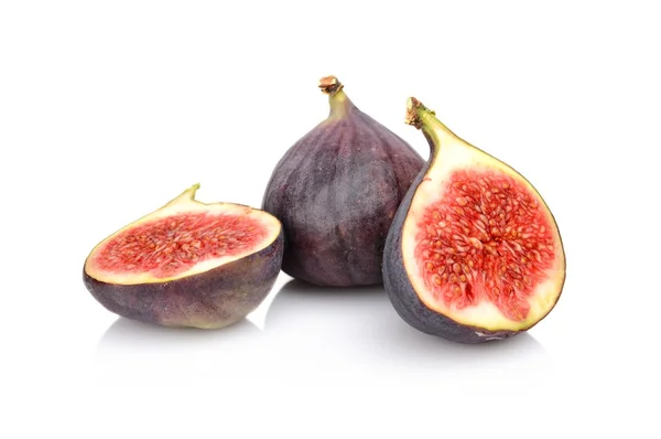 Three sliced figs isolated on white background — Stock Photo, Image