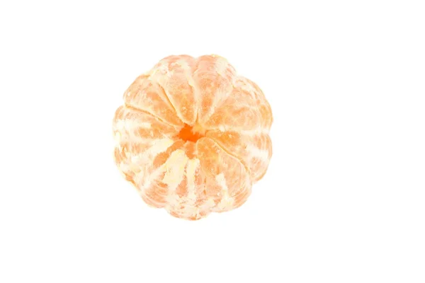 Studio shot single peeled mandarine isolated on white — Stock Photo, Image