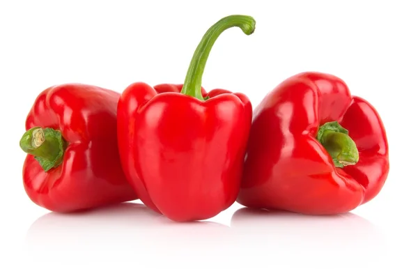 Studio shot of red bell peppers isolated on white — Stock Photo, Image