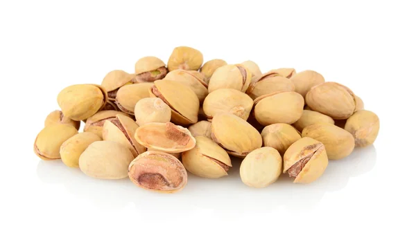 Studio shot of group of pistachios isolated on white background — Stock Photo, Image